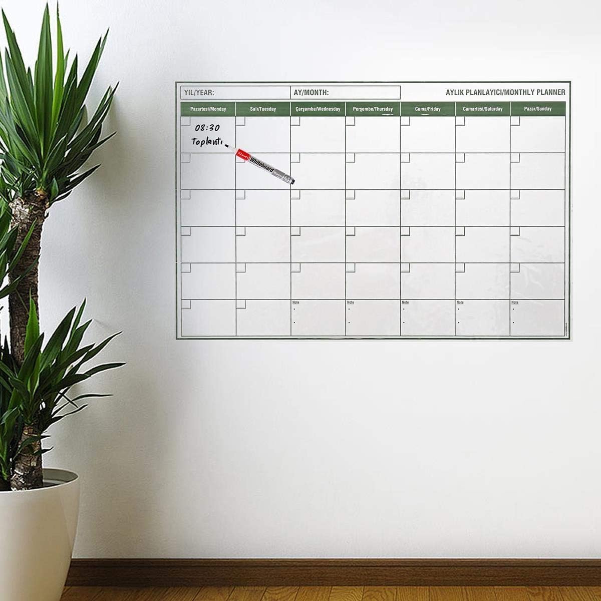 One Month Program Planner Smart Static Wall Calendar with Magnetic Adhesive 1st CLASS QUALITY 85x56 cm