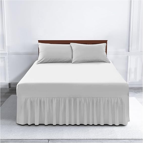 Gaveno Cavailia Luxury Non-Iron PERCALE VALANCE Sheet, Poly-Cotton, White , Single