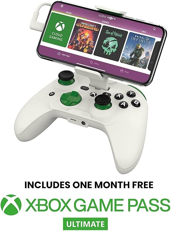 RiotPWR Mobile Cloud Gaming Controller for iOS (Xbox Edition) - Mobile Console Game on Your iPhone - Games COD Mobile, Apple Arcade + More [1 Month Xbox Game Pass Ultimate Included]