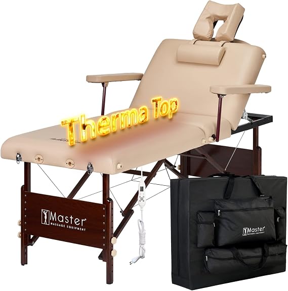 Master Massage Equipment Massage 71 cm Del Ray Salon Mobile Massage Table Beauty Bed Couch Package with Heated Therma Top Beige 10056 Medium