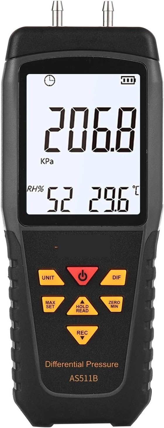 SMART SENSOR AS511 Digital Pressure Gauge Manometer Air Pressure Gauge Differential Pressure Natural Gas Pressure Gauge Measurement Industrial Use AS511