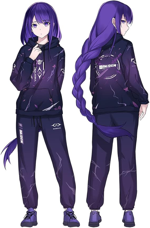 RUIBOCOS Haragami Raiden Shogun Impression Hoodie, Long Pants, Cosplay Costume, Unisex, Autumn Clothes Hoodie, S, Hoodie