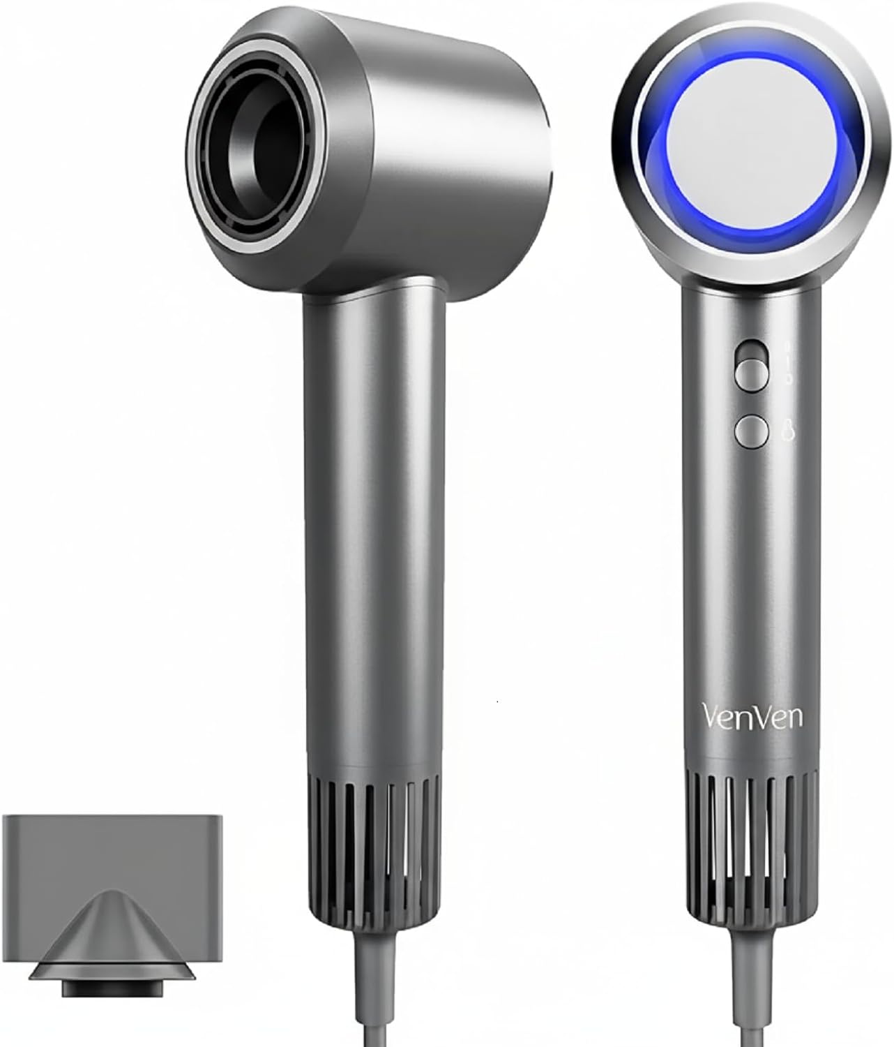 2026 Ion Hair Dryer & Professional Hair Dryer 110000 rpm Brushless Motor Quick Drying 300 Million Negative Ions Intelligent Temperature Control Magnetic Nozzle Super Light 1600 W (Elegant Grey