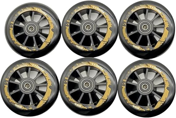 6-pack Inline Skate Wheels Outdoor & Indoor 85a Speed Skating Shoes Replacement Wheels With Abec-11 Bearings Black 90mm