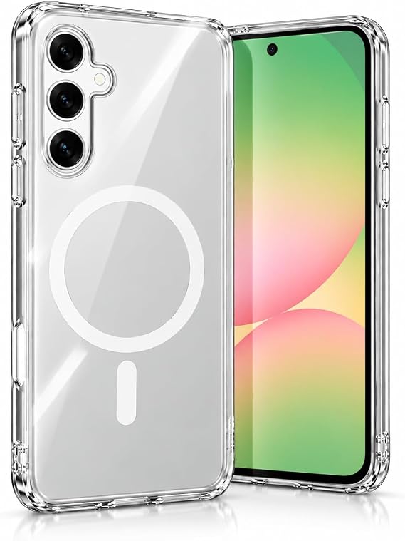 Coverzone Samsung Galaxy A35 5G ile uyumlu Şeffaf Kılıf MagSafe Uyumlu Güçlü Mıknatıslı Wireless Şarj Destekli Crystal Clear İnce Sert Arka Kapak Kamera Lens Korumalı Darbe Emici Kılıf