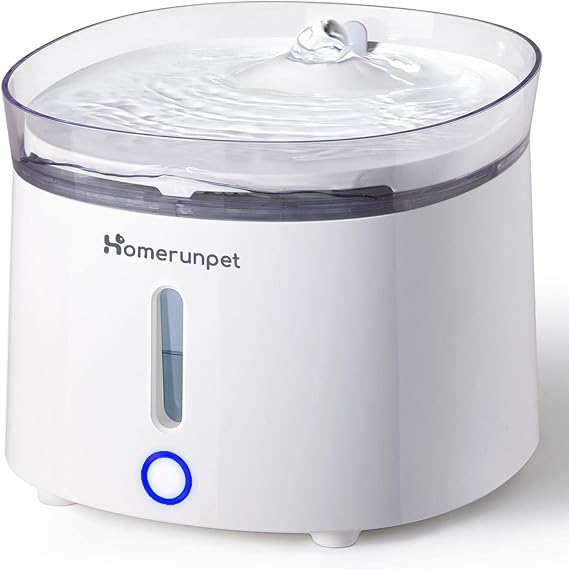 HomeRunPet Smart Pet Automatic Water Dispenser, Wireless Pump, Large Capacity 2L, LED Light, 2 Water Supply Modes, Cordless, Easy Assembly, Easy Maintenance, with Filter, Water Bowl for Dogs and Cats