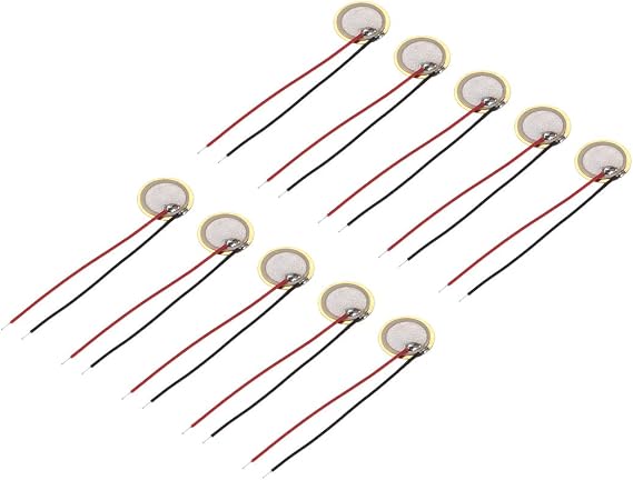 sourcing map 10 Pcs Piezo Discs 10mm Acoustic Pickup Transducer Element Trigger Buzzer CBG Guitar