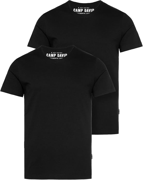 Camp David Herren Basic T-Shirt V-Neck 2er-Pack
