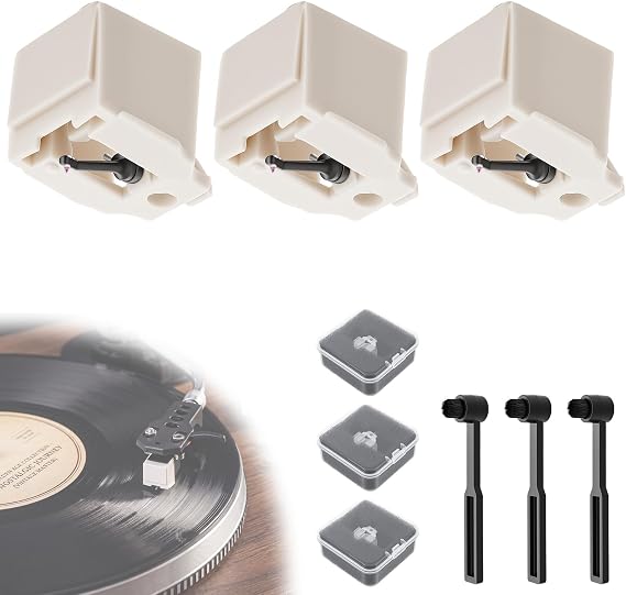 2-Pack ATN3600L Stylus Compatible with Audio-Technica AT-LP60X, Premium Diamond Tip Turntable Needle Compatible with AT3600L, AT-LP60, AT-LP60XBT, AT-LP2D, AT-PL300, Includes 2 Cleaning Brushes