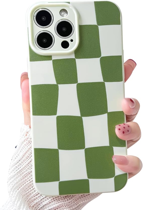 NITITOP for iPhone 13 Pro Case Cute Checkerboard Pattern, Green
