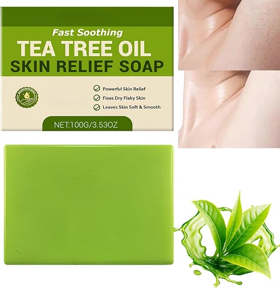 Natural Tea Tree Oil Soap Bar for Body,Face - Antifungal Soap with Deep Cleansing,Effectively Fights Skin Fungus & Body Odor,Suitable for All Skin Types,Green Soap Bar for Shower and Facial Care