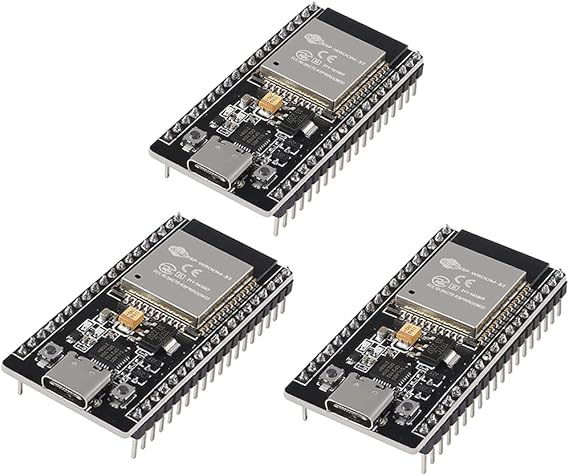 Hailege 3pcs ESP-WROOM-32 ESP32 ESP-32S CP2012 USB C WiFi+Bluetooth Dual Core 38 Pin Type-C Interface ESP32-DevKitC-32 Development Board Module STA/AP/STA+AP