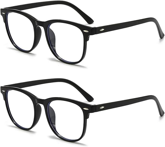 KEYRI 2 Pack Blue Light Blocking Glasses, Reading Glasses for Women Men Slim Round Frame Lightweight Anti Blue Light Computer Gaming Glasses Anti-glare Anti-eyestrain
