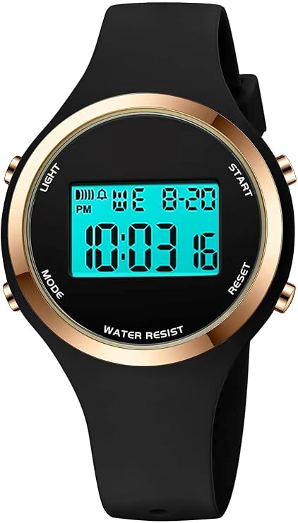 XCZAP Women’s Digital Sports Watch Waterproof LED Display Wristwatch with Alarm, Stopwatch Backlight Lightweight PU Strap, Ideal for Girls, Teens Outdoor Fitness