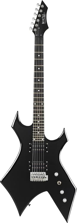 Rocktile Warhead Electric Guitar - Rocktile Heavy-Series - Body: Linden - 2 Humbucker Pickups - 24 Frets - Selected Hardwood Fingerboard - Vintage String Thru Tremolo - Black Gloss