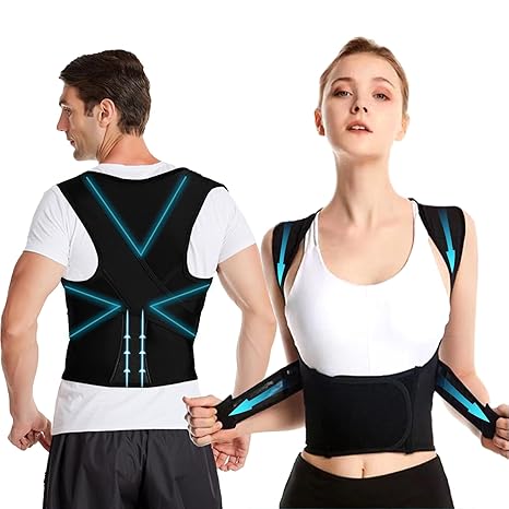 Posture correction belt for men and women, back support posture correction belt with breathable adjustable shoulder straps for improved lumbar support belt, back support to prevent hunchbacks