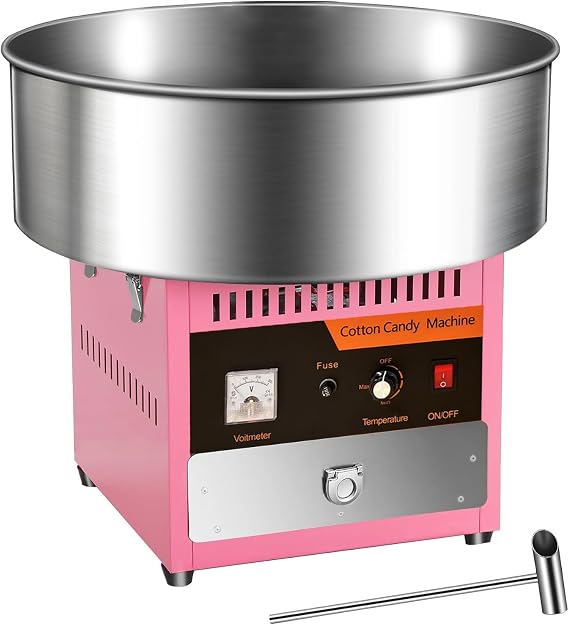 1000W Candy Floss Machine, Cotton Candy Maker, Cotton Candy Machine Commercial with Stainless Steel Bowl, Pink Candy Floss Makers for Kids, Catering Commercial Candy Floss Machine for Kids, Parties