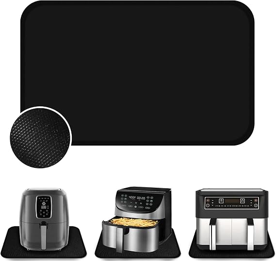 Heat Resistant Mat 30x45cm, Heat Resistant Underlay for Air Fryer, Countertop Protector, Fibreglass Silicone Heat Protection Mat for Kitchen Worktops, No-Slip and Waterproof
