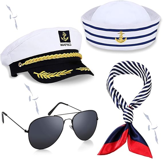 Sailor Captain's Hat Sunglasses and Scarf,Captain Sailor Costume Set