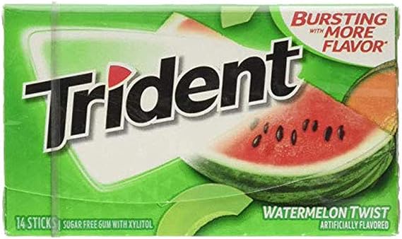 Trident Sugar Free Chewing Gum Watermelon Twist, 14 Sticks, 26 g