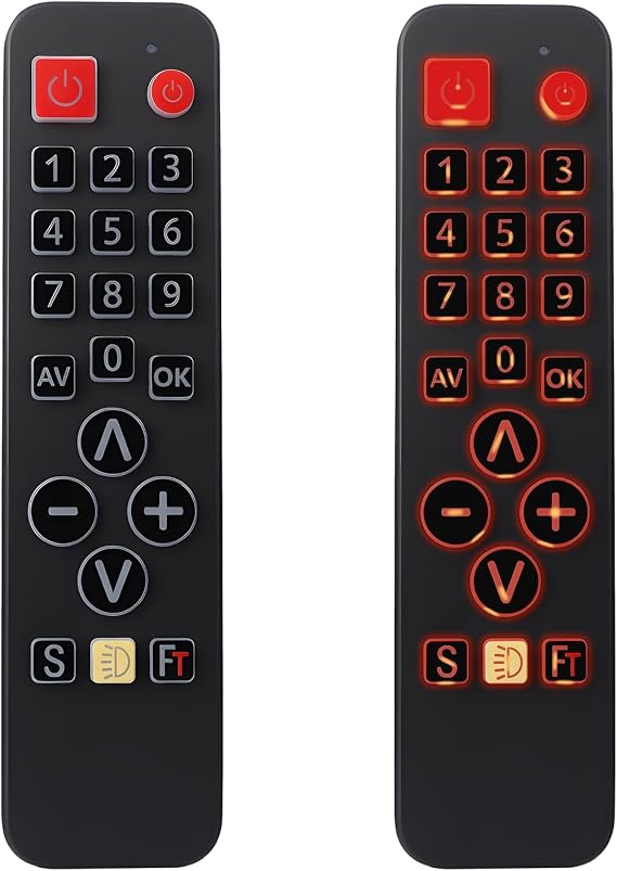 Universal Remote Control for Seniors - Big Illuminated Keys Remote Compatible with LG, Samsung, Sony, JVC, Toshiba, Sharp, Panasonic, Technika, Hitachi, Polaroid TVs - Simple and Basic Control