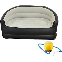 Double Outdoor Inflatable Sofa Air Sofa Bed & Air Pump for Living Room (Grey) (Graphite Grey)