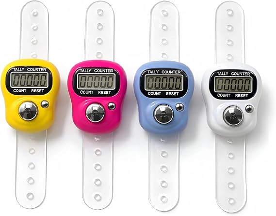 デジタルフィンガータリーカウンター、5桁ハンドヘルドクリックカウンター Lcdディスプレイ付き | 祈り、ゴルフ、スポーツ、イベント&在庫カウントのための手動カウントクリッカー - 4色パック