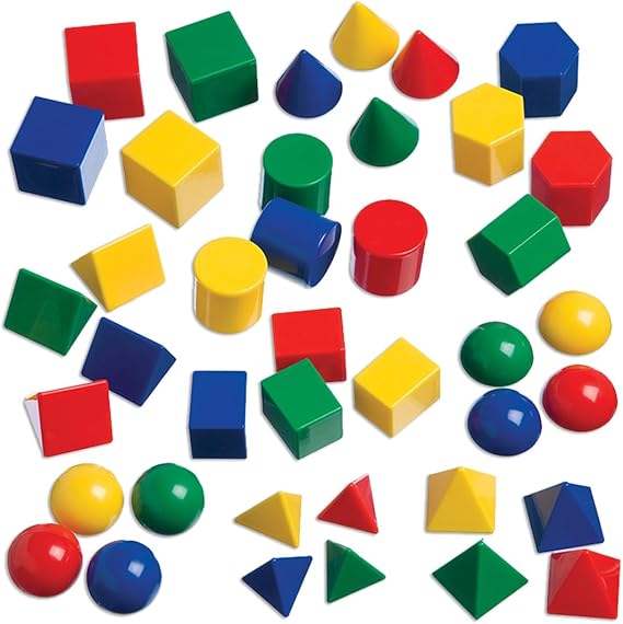 edxeducation Mini Geometric Solids | Set of 40 | Multicoloured 3D Shapes | Maths Manipulative For Kids | Home Learning for Early Maths and Geometry