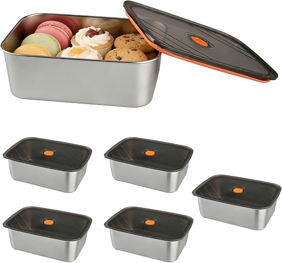 6pcs Stainless Steel Snack Box Set Portable Bento Lunch Box