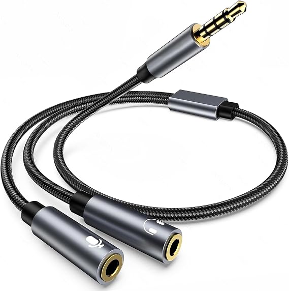 Avigers 3.5mm Headset Splitter, 2 Female to 1 Male, Braided