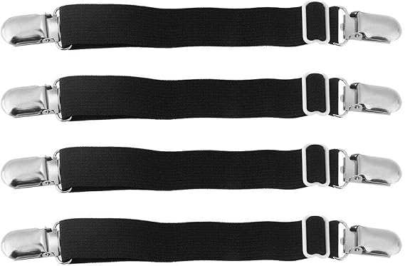 Bed Sheet Holder Straps, 4PCS 33.5cm/13.19in Adjustable Bed heet Fasteners Suspenders Elastic Holder Fixing Clamp for Fitted Sheets Blankets