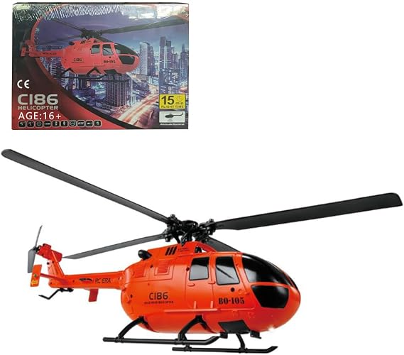 Remote Control Helicopter Altitude Hold, 2.4G 4CH BO105 Armed RC Military Aircraft Model, Flying Toy Gift for Adults (RTF/Orange)