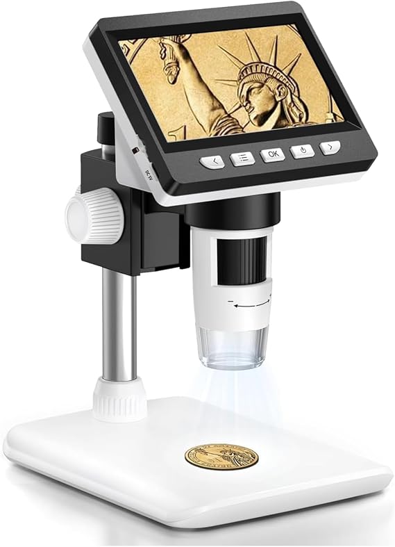 4.3 İnç Lcd Ekranlı Dijital Mikroskop, 1000X Büyütme Kapasitesi, 1080P Full HD Fotoğraf ve Video Kaydı, 8 Led Işıklı Kamera, Uzun Şarj Ömrü, Profesyonel Standlı Lcd Ekranlı Usb Mikroskop Kamera