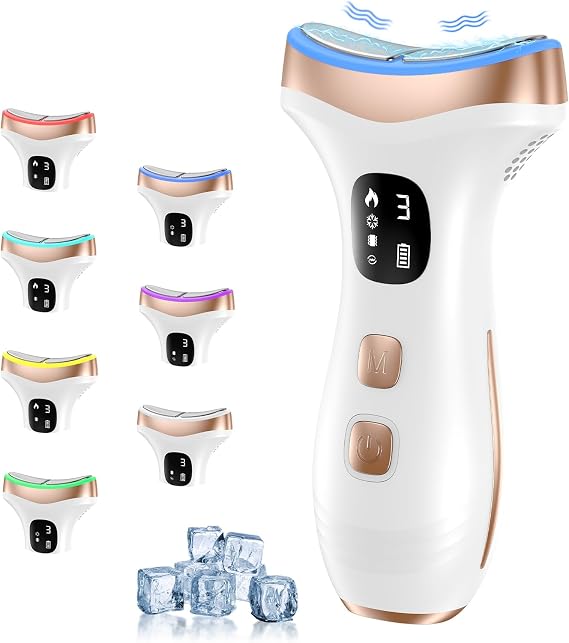 PKBD Face Massager with 45℃ Heat&15℃ Cold,EMS Facial Massager 7 LED 7 Modes