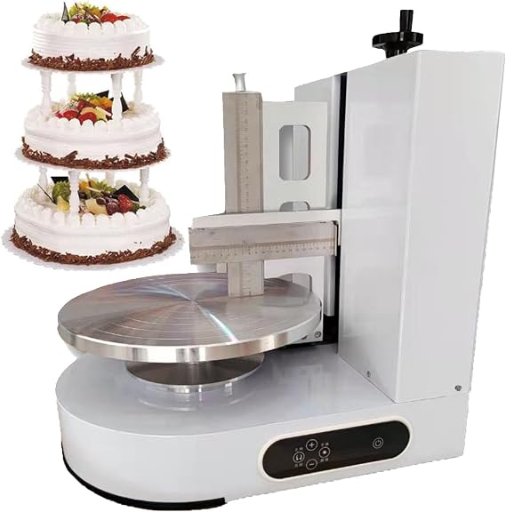 4-12 inch Automatic Cake Icing Machine, Birthday Cake Cream Smooth Coating Decoration Machine Cake Bread Cream Decoration Spreader Smoothing Machine,White