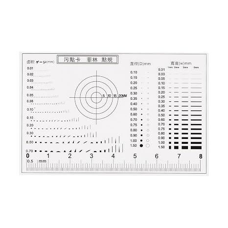 sourcing map High Precision SEC Size Estimation Chart 8cm 0.2mm Transparency Flaw Detection Film Ruler for Diameter Area and Line Width Defects Measuring