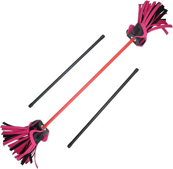 Juggling Flower Sticks-Devil Sticks and 2 Hand Sticks Red Set Totally Length 31 Inches
