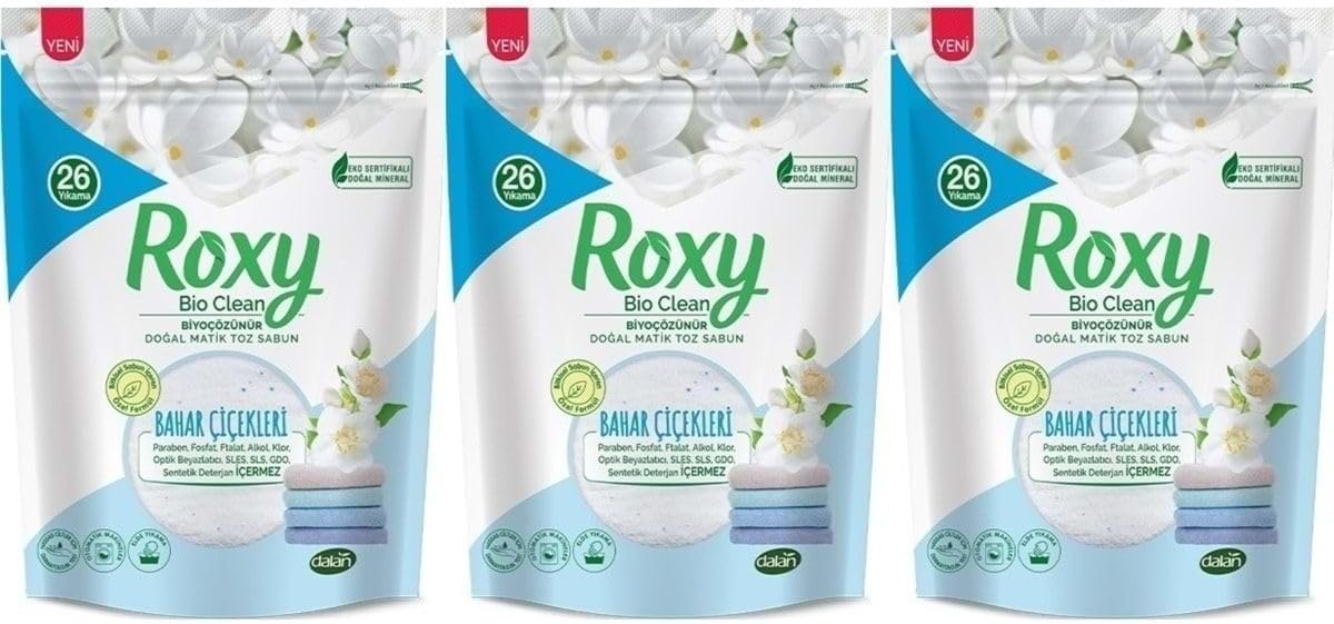 Dalan Roxy Bio Clean Matic Powder Laundry Soap Spring Flowers 800 gr X 3 Pieces