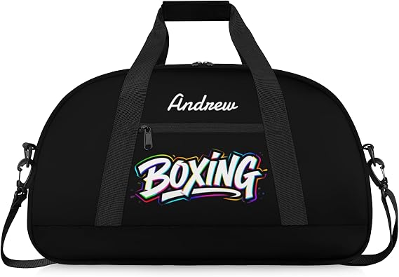 Martial Arts Training Duffle Bag | Personalised Taekwondo Karate Boxing Gym Bag for Men & Kids | Custom Name Water-Resistant Sports Holdall for Gear & Gloves, Boxing Colorful