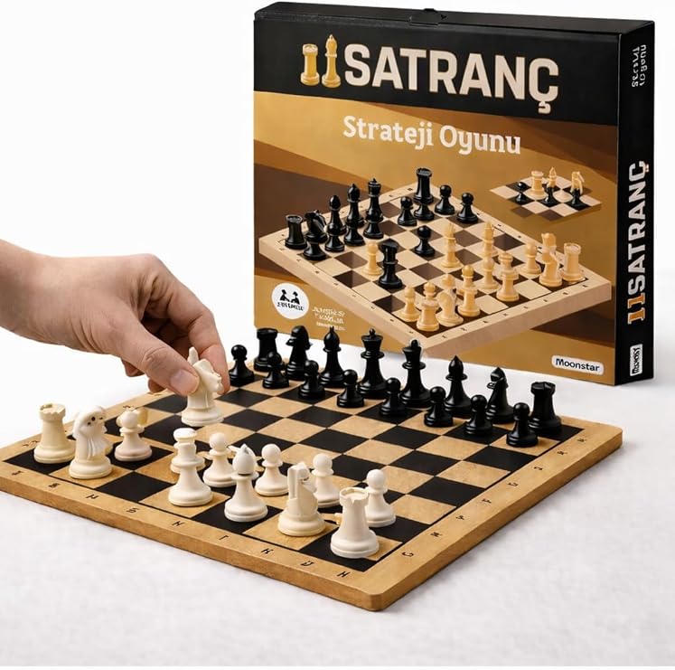 Ahşap Satranç Takımı 30x30 cm, Zeka ve Strateji Oyunu, Çocuk ve Yetişkin İçin