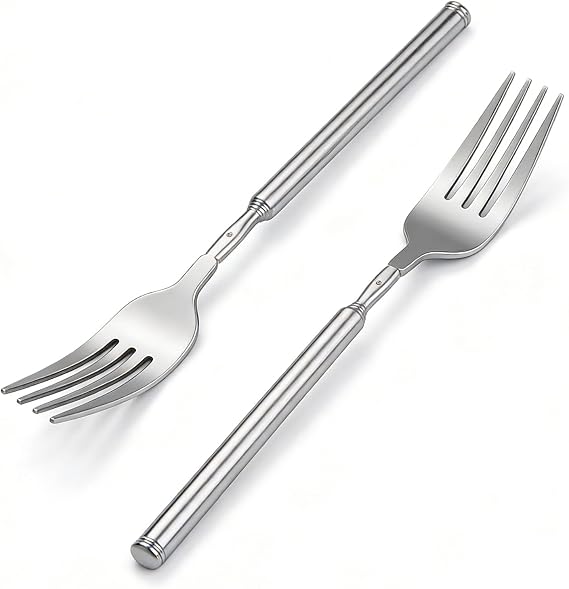 2 Pack Extendable Stainless Steel Telescopic Forks