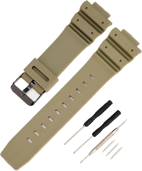 G-Shock Watch Band Replacement for Casio DW-5900 DW-6100 DW-6695 DW-6900 G-6900 GW-M5610 DW-5600E GW-6900 (J1, Army Green/Black Buckle)