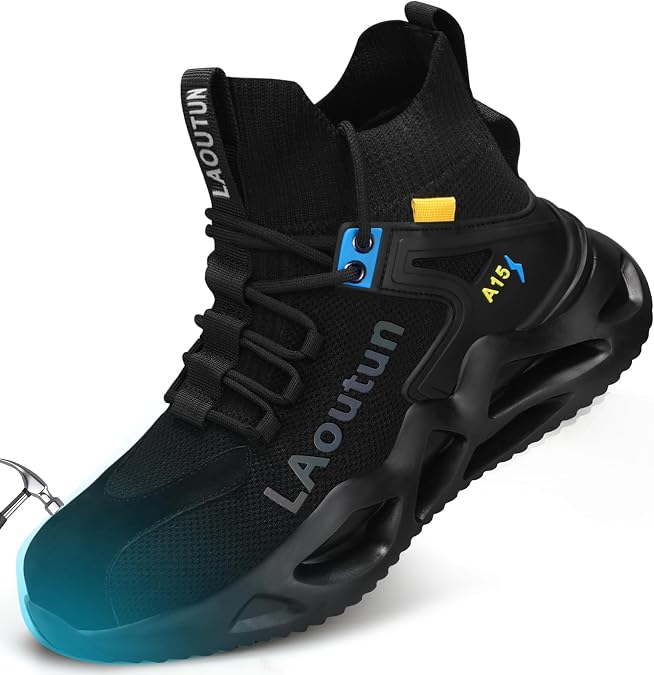 LAoutun Safety Trainers Lightweight Steel Toe Cap Trainers Mens Work Shoes