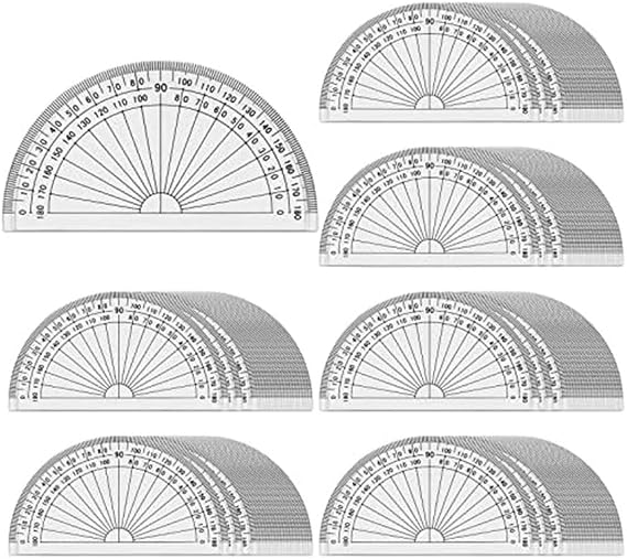 100 Pcs Math Protractors Plastic Protractor 180 Degrees for Classroom, Protractor Set for Engineering