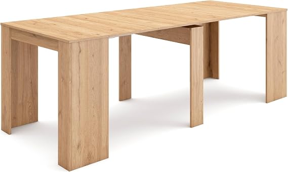 Skraut Home | Extendable Console Table | Folding Dining Table | 220 | For 10 diners | Folding table | Modern Style | Oak