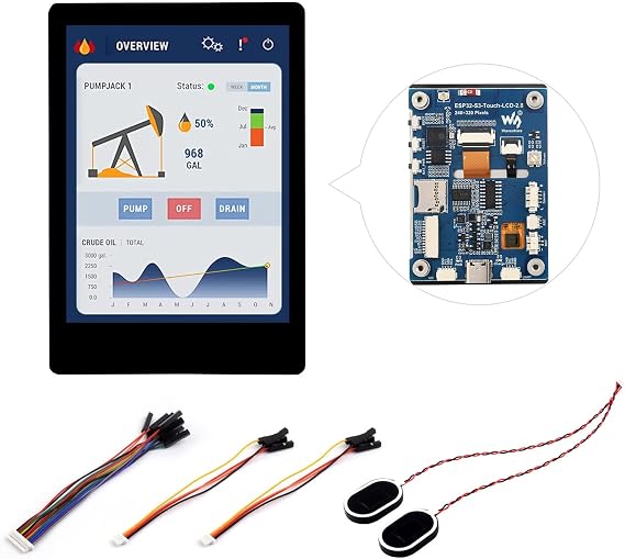 Waveshare ESP32-S3 2.8" Capacitive Touch Display Development Board, 5-Point Touch, Multiple Peripheral Interface, 32-bit LX7 Dual-Core Processor, Up to 240MHz Frequency, 240x320 Resolution