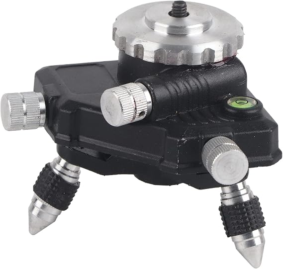 360 Degree Rotating Level Tripod Stand Heavy Duty Aluminum Alloy Adjustable Bracket with 1/4 Inch Thread for Construction Surveying and Professional Leveling Work Black SIL