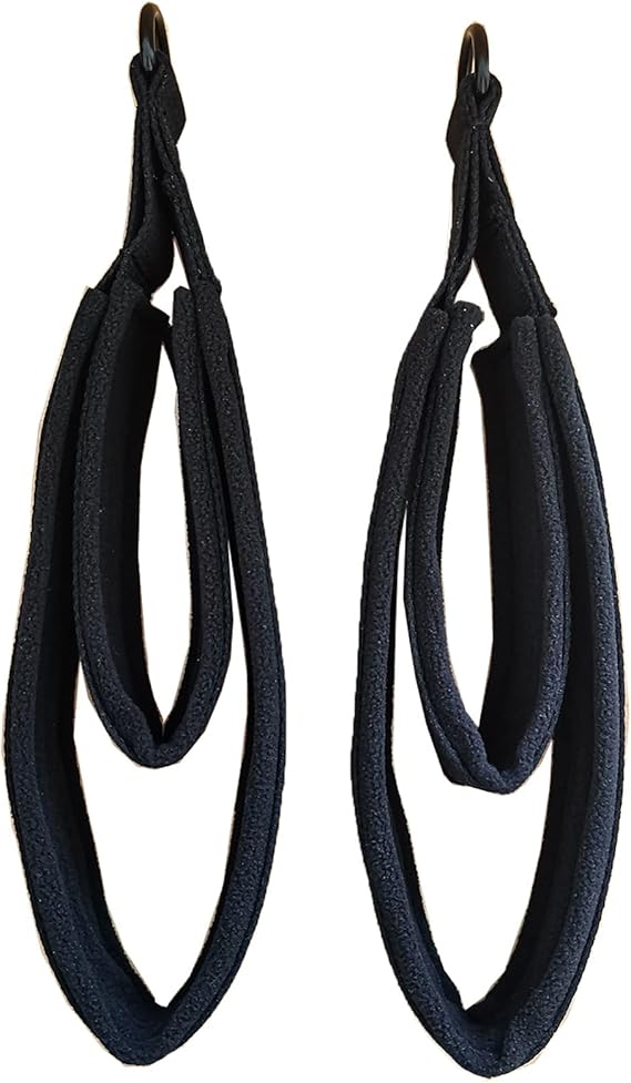 LOOEEL Modern Double Loop Straps for Reformer, Black, 2PCS Polar Fleece and SBR Material, D-Ring Loops, Pilates Accessories