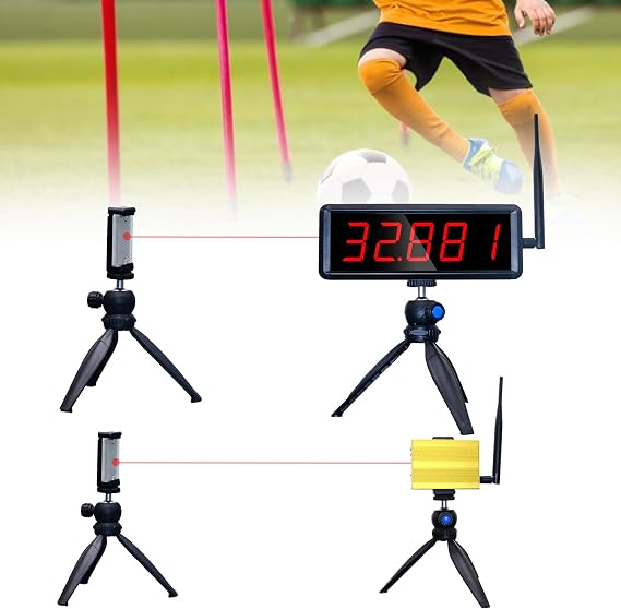 Wireless Laser Sprint Timer, Laser Timing Gates System, Start Stop Timer for Track 40/60 Yard Dash, Football, Rugby, Speed Skating, Professional Racing Clock for Training & Amateur Competition