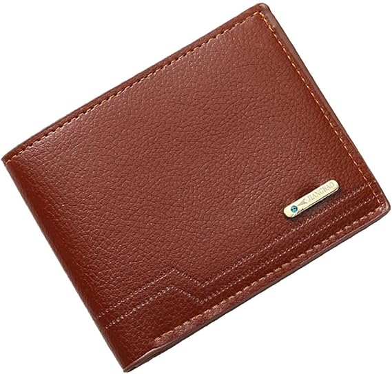 Slim Wallet for Men with Coin Purse, Minimalist Wallet with Zipper, Bifold Mens Wallet with Credit Card Holder, PU Leather Men Wallet with Money Clip, Carteras Para Hombres, Brown L